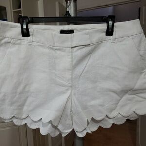 White Scalloped Chino Shorts